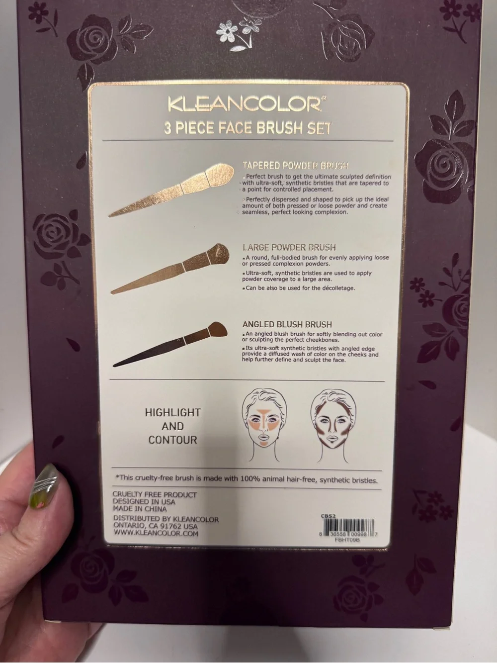 Kleancolor 3-Piece Face Brush Set - Rose Gold Handles  Free Brush with purchase!